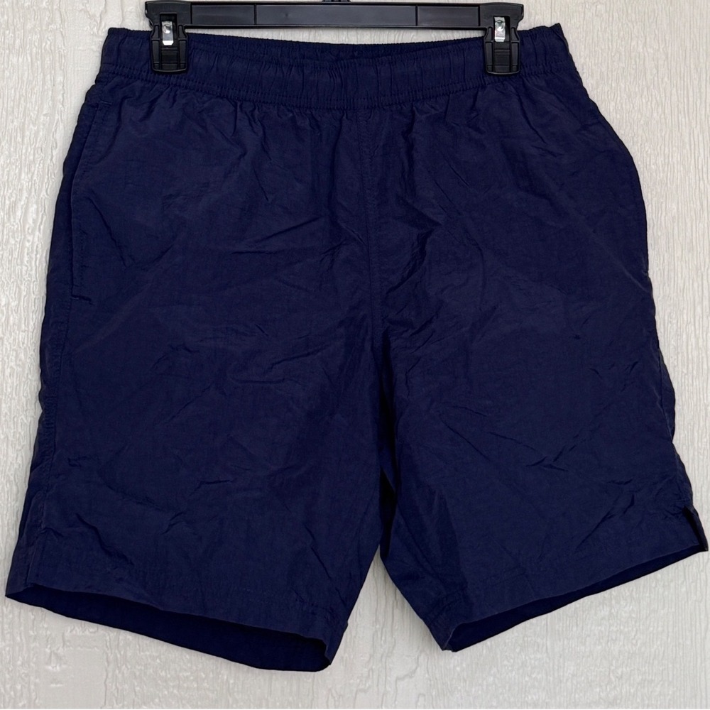 Eddie Bauer Mens Navy Blue Nylon Mesh Lined Hiking Shorts Small Elastic Waist
